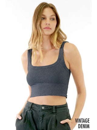 Vintage Chevron Crop Top Denim