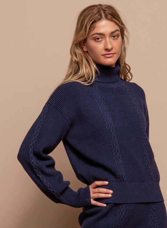 Load image into Gallery viewer, Cable Stitch Turtleneck Sweater
