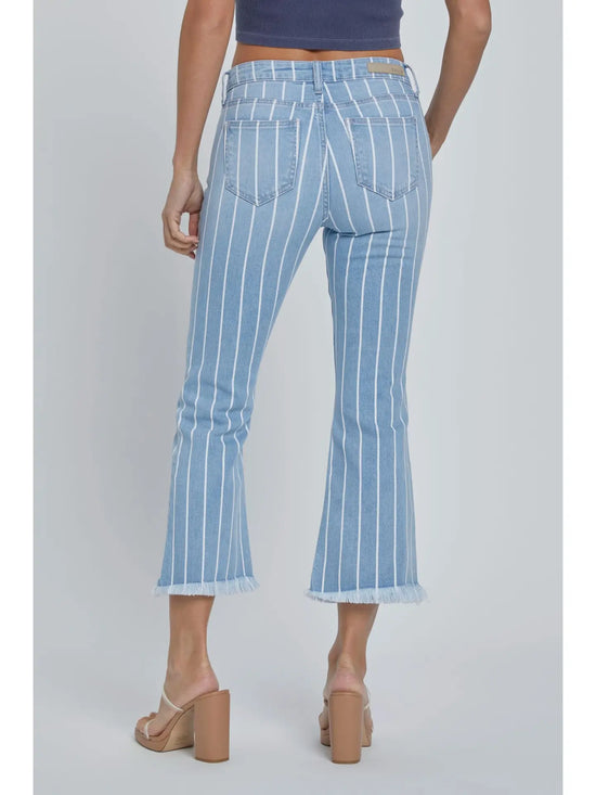 High Rise Crop Flare Pinstripes