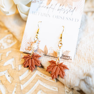 Autumn Maple Leaf Clay Earrings Fish Hook