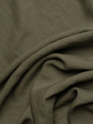 Stone Green Linen Crop Top with Side Ribbon Audrey Natural