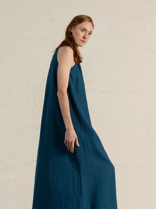 Black Linen Maxi Halter Neck Dress Rachel