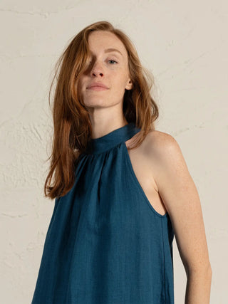 Black Linen Maxi Halter Neck Dress Rachel