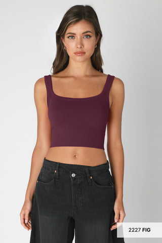 Chevron Ribbed Crop Top | Fig