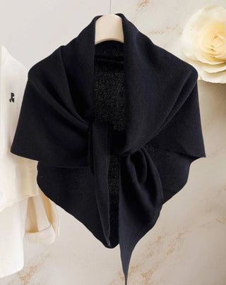 Cashmere-Blend Knit Triangle Shawl / Black