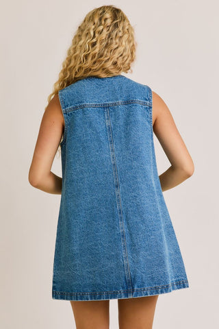 Denim Round Neck Mini Dress