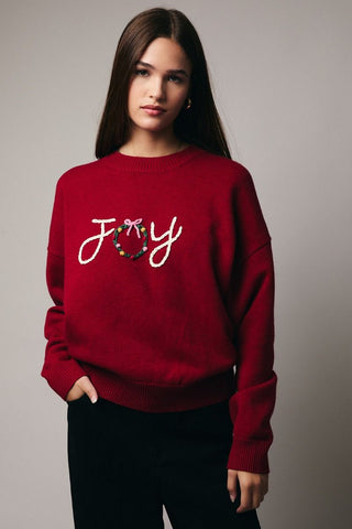 Embroidered “Joy” Sweater