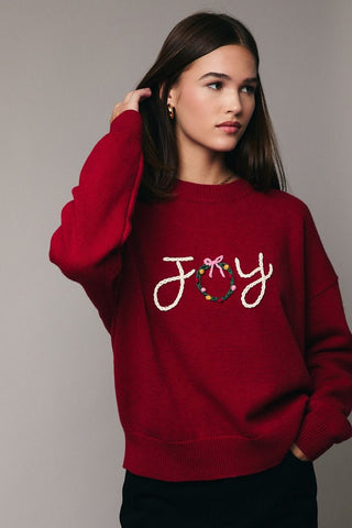 Embroidered “Joy” Sweater