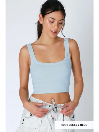 Chevron Ribbed Crop Top / Breezy Blue