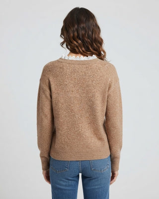 Chester Ruffle Trim V Neck Sweater / Mocha