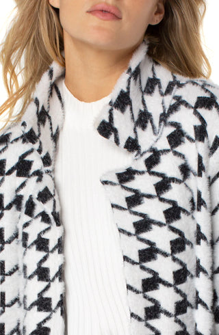 Open Front Coatigan Sweater Houndstooth