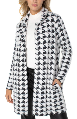 Open Front Coatigan Sweater Houndstooth