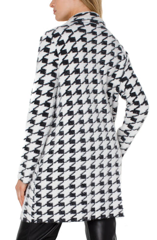 Open Front Coatigan Sweater Houndstooth