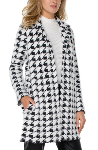 Open Front Coatigan Sweater Houndstooth