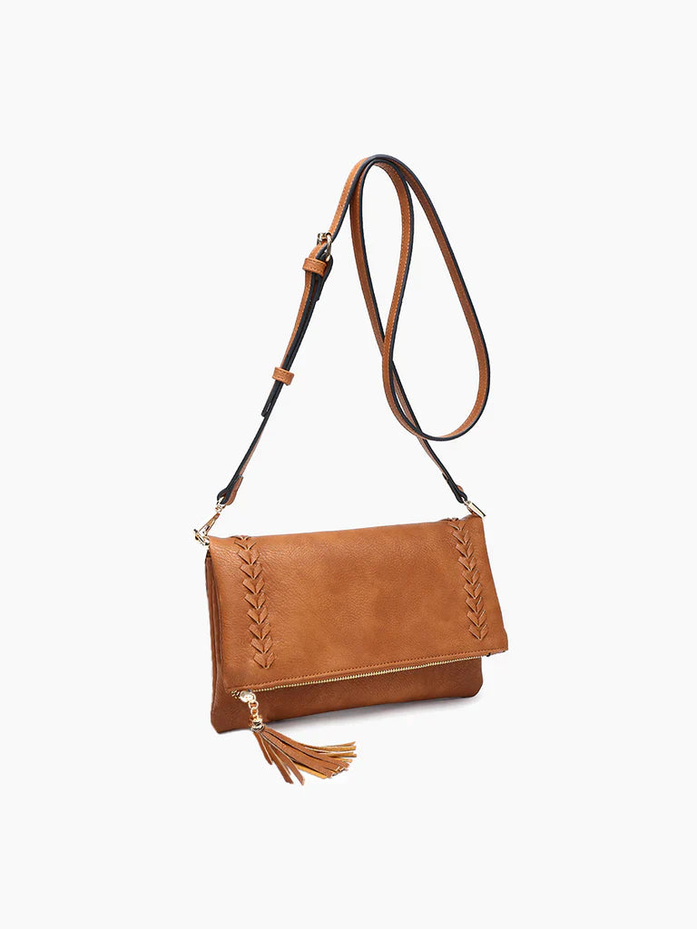 Isadora Distressed Whipstitch Crossbody Brown