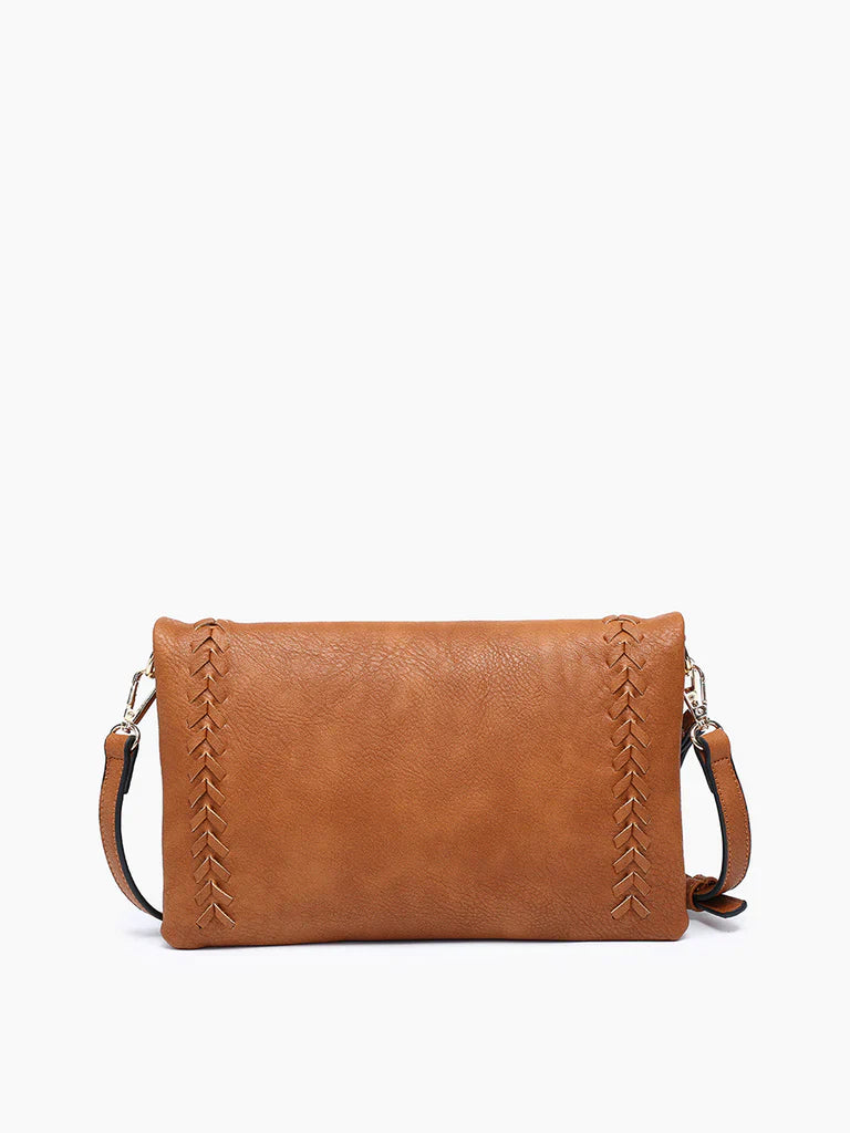 Isadora Distressed Whipstitch Crossbody Brown