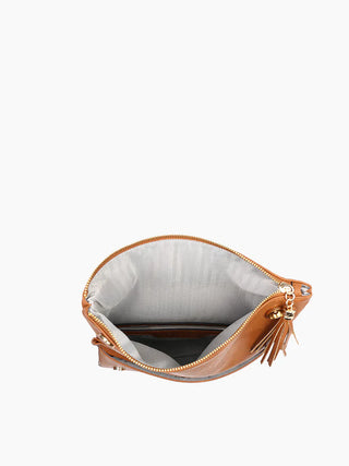 Isadora Distressed Whipstitch Crossbody Brown