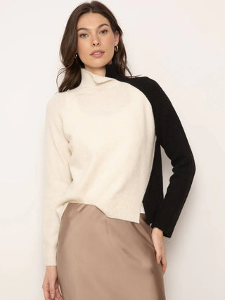 Deacon Split Neck Sweater / Ivory Comb