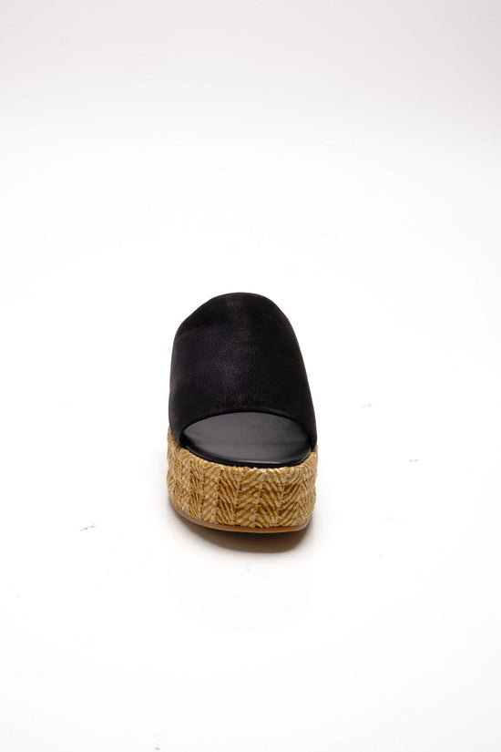 Harbor Raffia Flatform Black