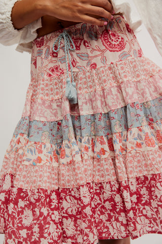 Many Layers Printed Skirt / Sun Faded Combo