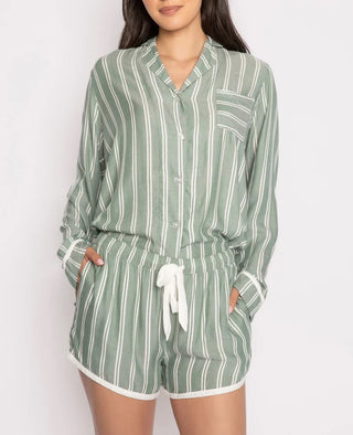PJ Set Stripe Hype Forest Green