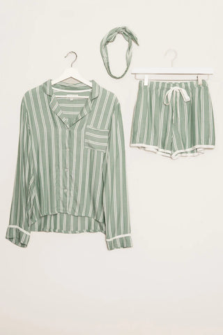 PJ Set Stripe Hype Forest Green