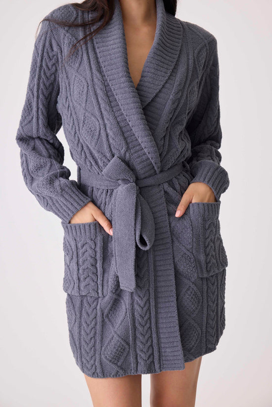 Cable Texture Robe in Charcoal Knit