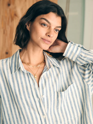 Laguna Linen Relaxed Shirt / Blue Lucy Stripe