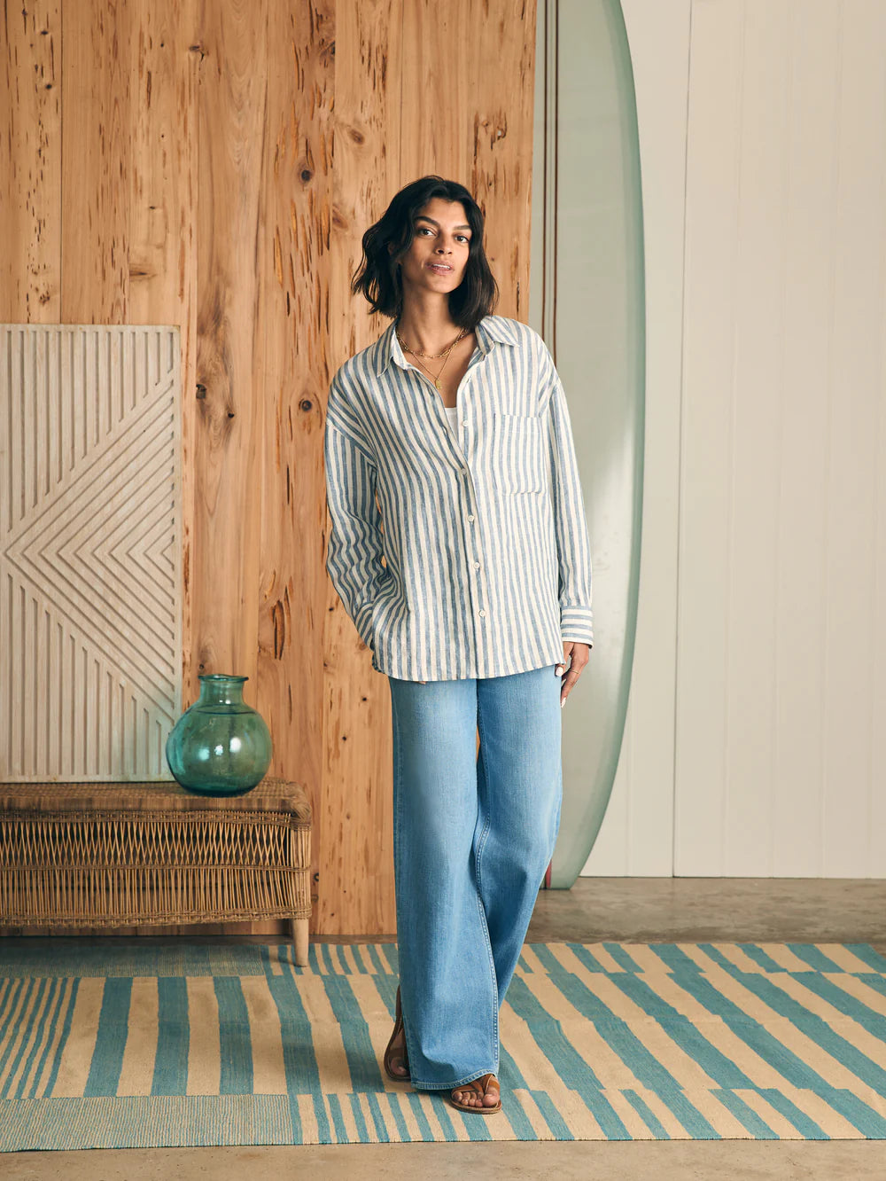 Laguna Linen Relaxed Shirt / Blue Lucy Stripe