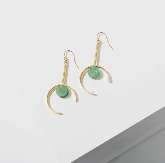 Santorini Earrings Green Aventurine