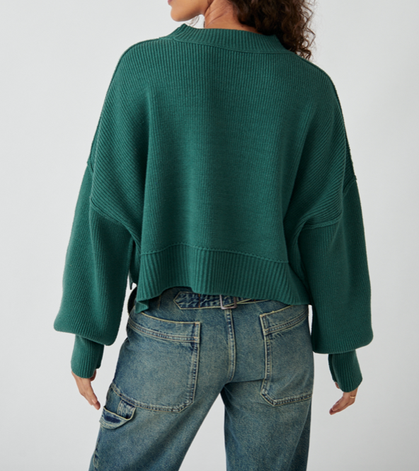 Easy Street Crop Pullover Hunter Green