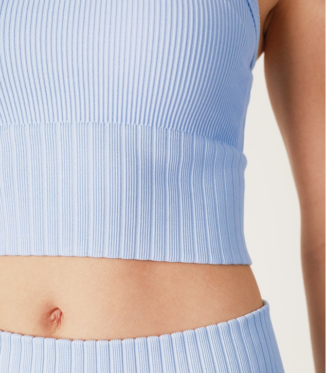 Load image into Gallery viewer, Contrast Ribbed Crop Top Cashmere Blue
