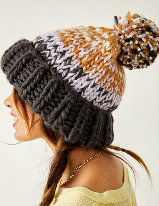 Tide Stripe Knit Pom Beanie