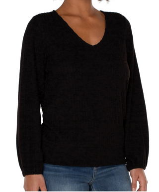 Twist Back Long Sleeve Top Black