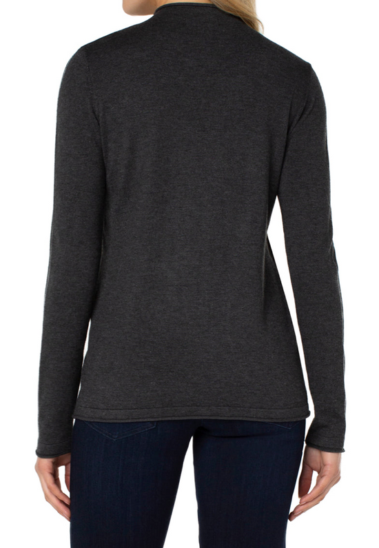 Load image into Gallery viewer, Mock Neck Rolled Hem Long Sleeve Charcoal Grey
