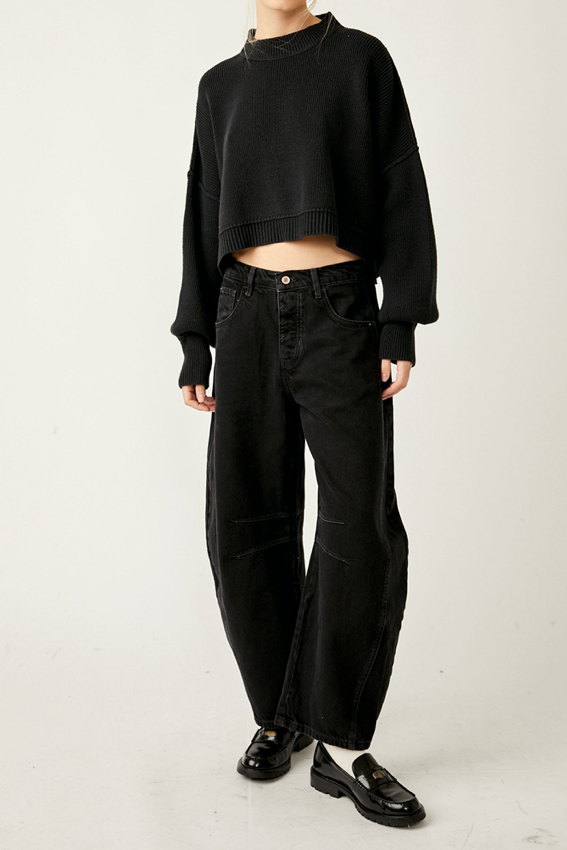 Easy Street Crop Pullover Black