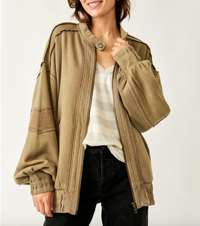 Lou Moto Zip Olive Stone