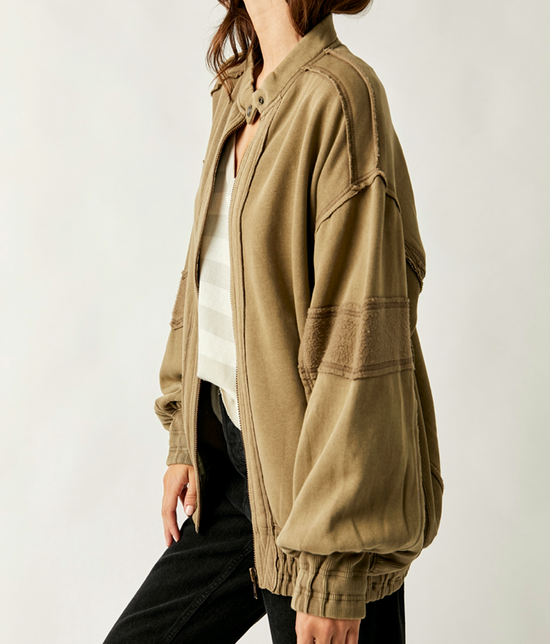 Lou Moto Zip Olive Stone