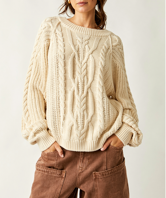 Load image into Gallery viewer, Frankie Cable Knit Sweater Ivory
