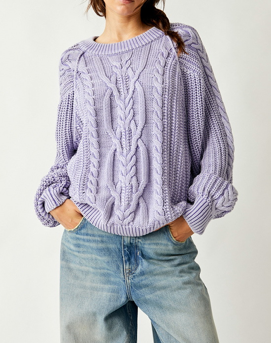 Load image into Gallery viewer, Frankie Cable Sweater Heavenly Lavender

