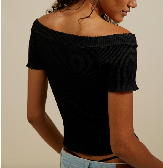 Ribbed Off The Shoulder Tee