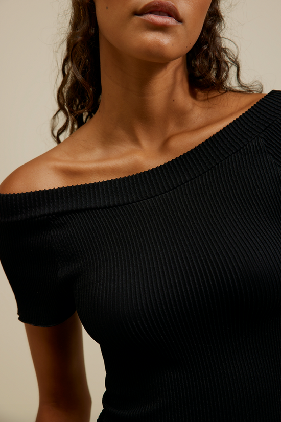 Ribbed Off The Shoulder Tee