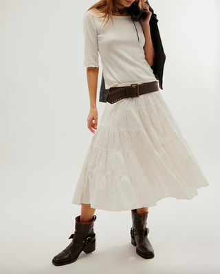 Full Swing Midi Skirt Ivory