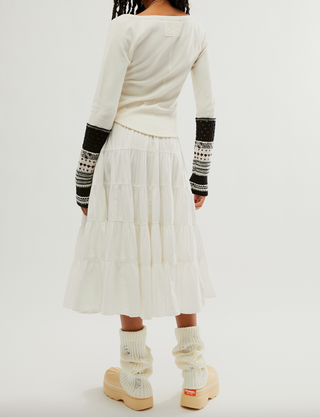 Full Swing Midi Skirt Ivory