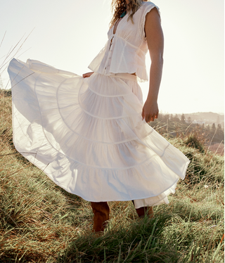 Full Swing Midi Skirt Ivory