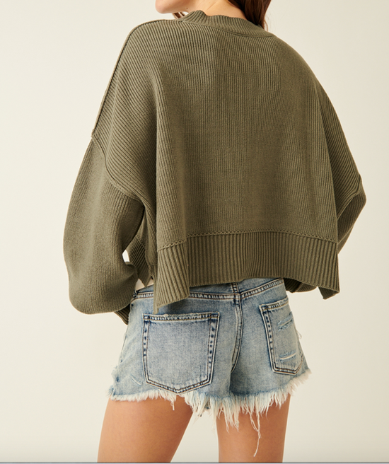 Easy Street Crop Pullover Dried Basil