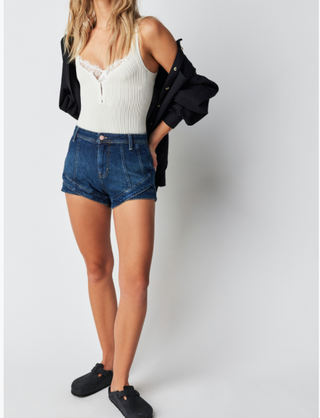 Crvy Mona High Rise Shorts Bombay Blue