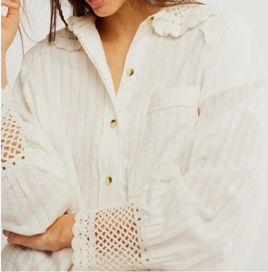 Rhiannon Crochet Shirt Optic White