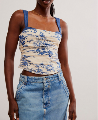 Printed 2 Tone Tank Ivory Combo