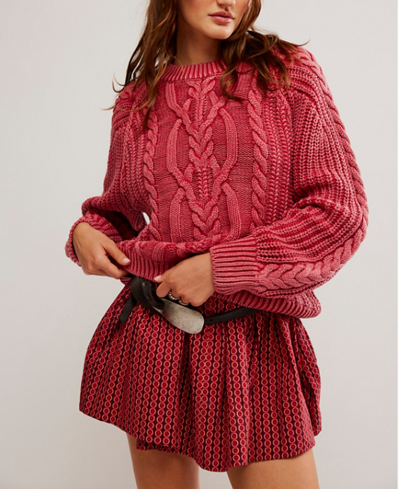 Frankie Cable Sweater Cherry